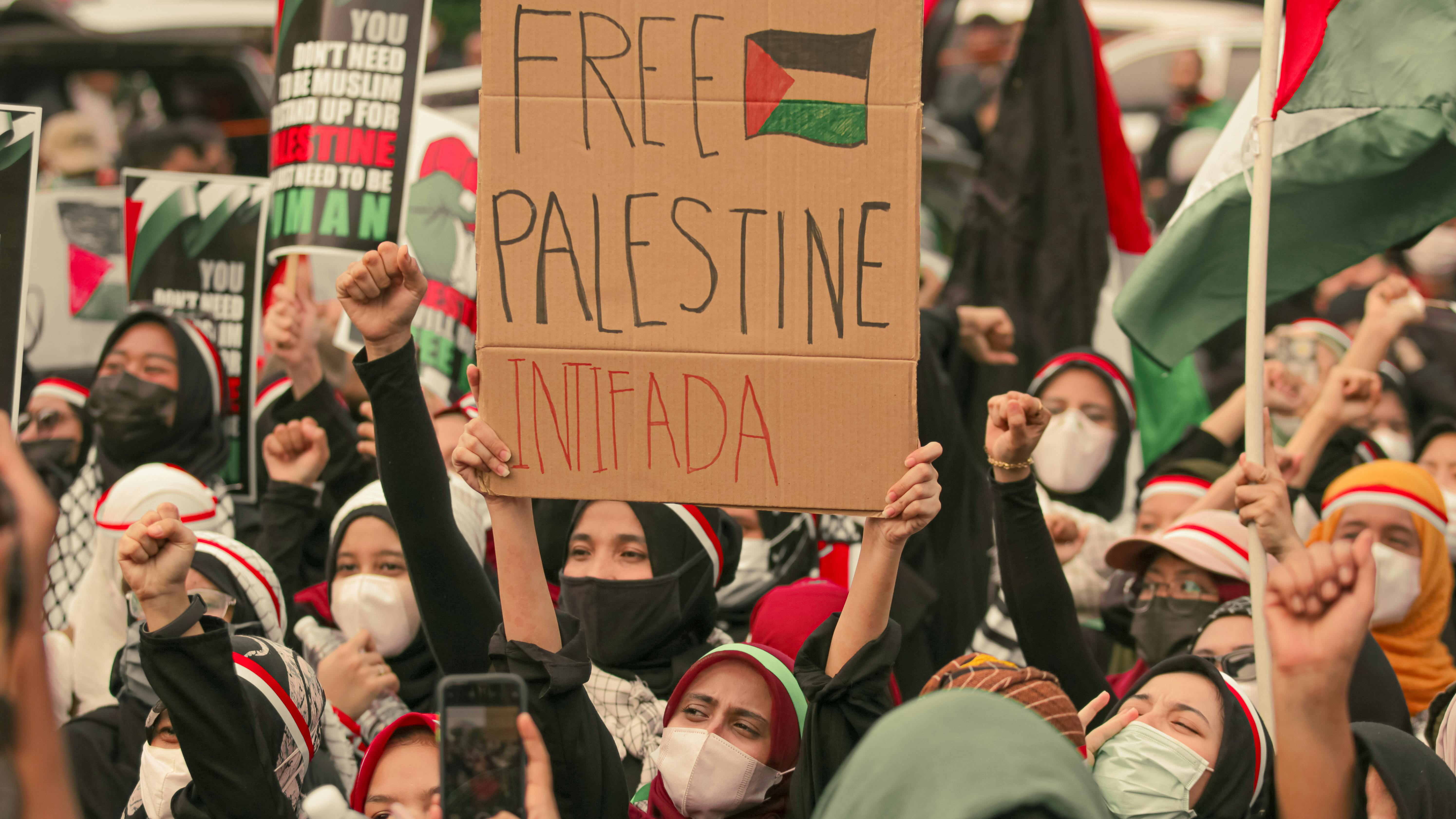 A crowd of people marching in a street protest, embodying the power of collective action and solidarity.